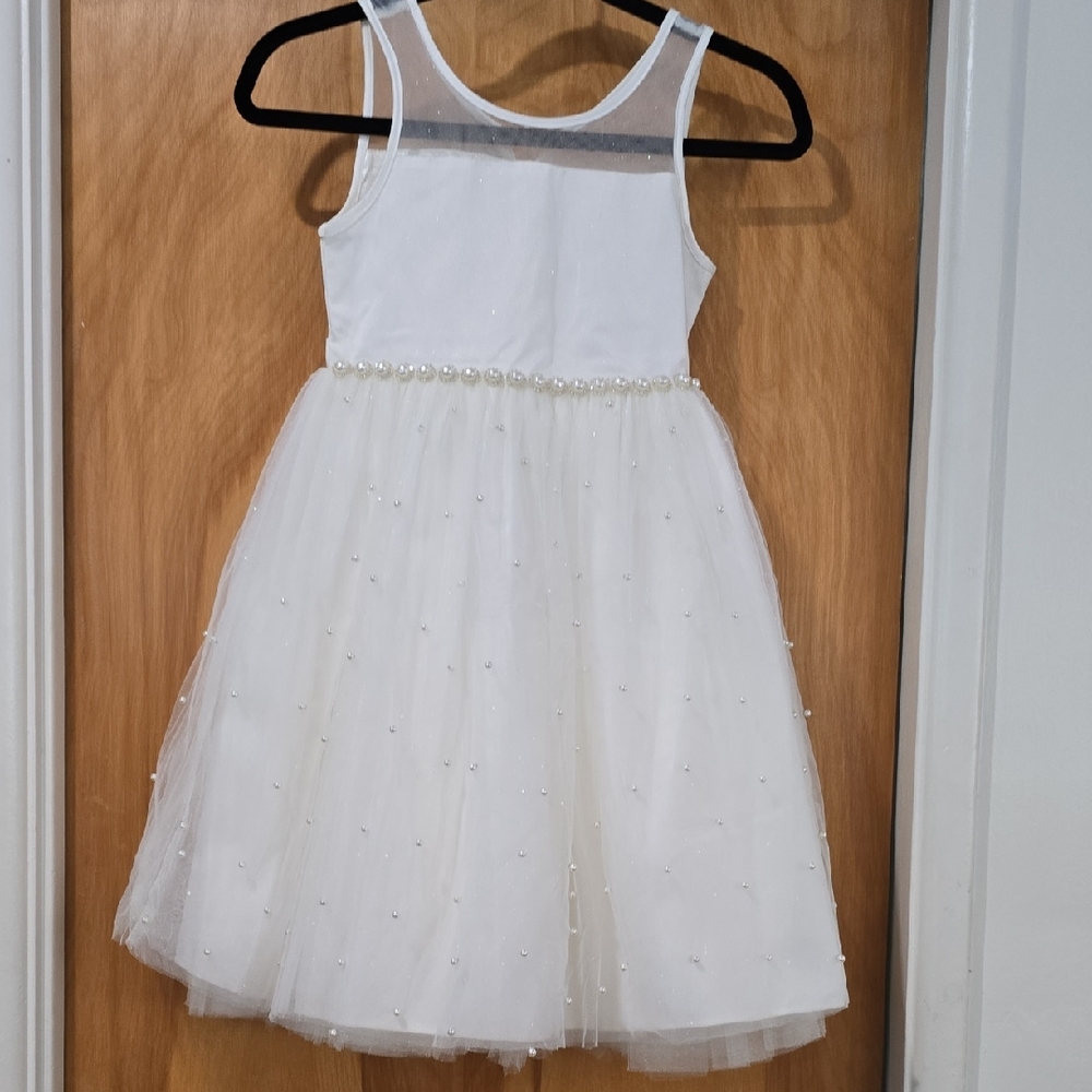 American Princess Ivory Tulle Pearl Waist Formal Dress for Girls